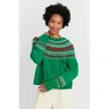 Chinti & Parker Wool-cashmere Bow Fairisle Sweater In Green