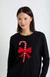 Chinti & Parker Wool-cashmere Candy Cane Sweater In Black