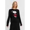 Chinti & Parker Wool-cashmere Crewneck Dancing Snoopy Sweater In Black