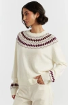 Chinti & Parker Wool Cashmere Diamond Fair Isle Sweater In White