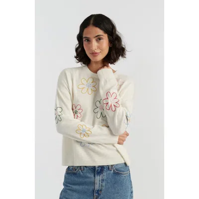 Chinti & Parker Wool-cashmere Garden Floral Sweater In White