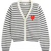Chinti & Parker Wool Cashmere Heart Breton Cardigan In White