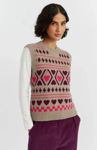 CHINTI & PARKER CHINTI & PARKER WOOL CASHMERE HEARTS AND DIAMONDS TANK