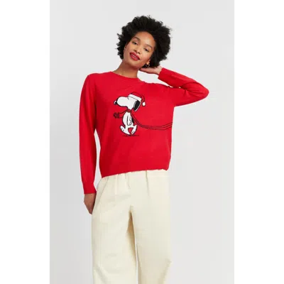 Chinti & Parker Wool-cashmere Holiday Snoopy Sweater In Red