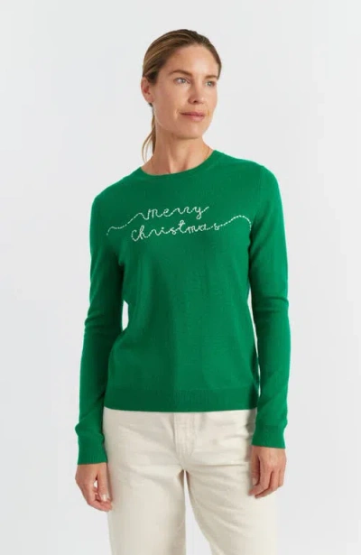 Chinti & Parker Wool-cashmere Merry Christmas Sweater In Green