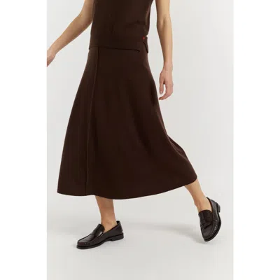 Chinti & Parker Wool Cashmere Midi Skirt In Chocolate