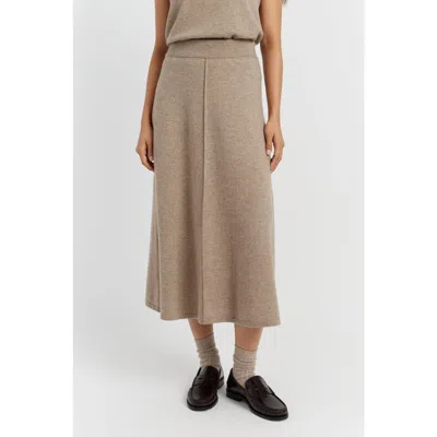 Chinti & Parker Wool Cashmere Midi Skirt In Warm Oatmeal
