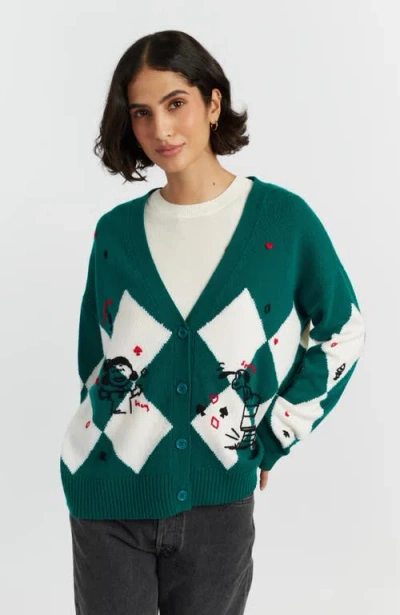 Chinti & Parker Wool Cashmere Peanuts Poker Cardigan In Multi