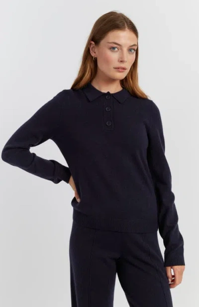 Chinti & Parker Wool Cashmere Polo Sweater In Blue