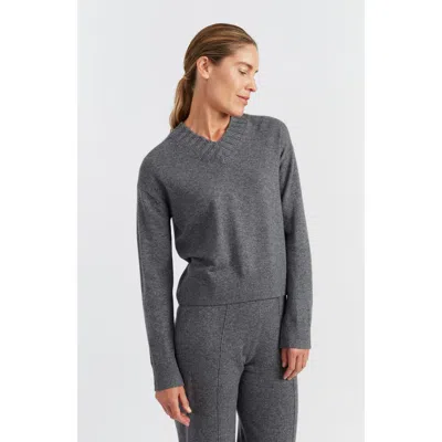 Chinti & Parker Wool-cashmere Ribbed V-neck Sweater In Gray