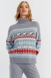 Chinti & Parker Wool-cashmere Snoopy Ski Fairisle Sweater In Gray