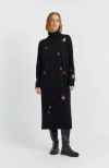 Chinti & Parker Wool Cashmere Star Rollneck Dress In Black