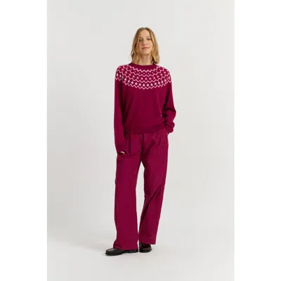Chinti & Parker Wool Cashmere Star Yoke Sweater In Cherry