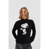Chinti & Parker Wool-cashmere Tea Time Snoopy Sweater In Black