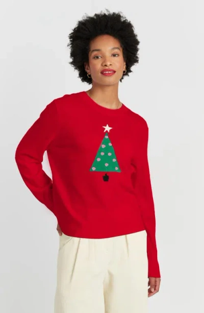 Chinti & Parker Wool-cashmere Xmas Tree Sweater In Red