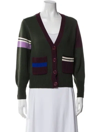 Pre-owned Chinti & Parker Wool Colorblock Pattern Sweater In Green