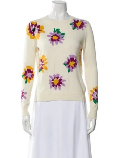 Pre-owned Chinti & Parker Wool Floral Print Sweater In Neutral