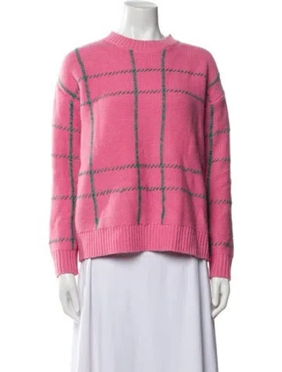 Pre-owned Chinti & Parker Wool Plaid Print Sweater In Pink