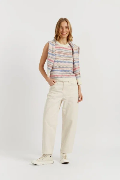 Chinti & Parker Wool-cashmere Fair Isle V-neck Tank In Cream