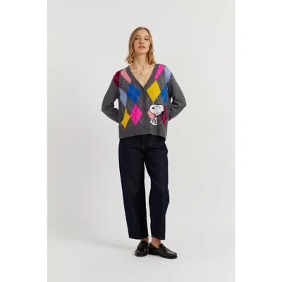 Chinti & Parker Wool-cashmere Snoopy Argyle Cardigan In Blue