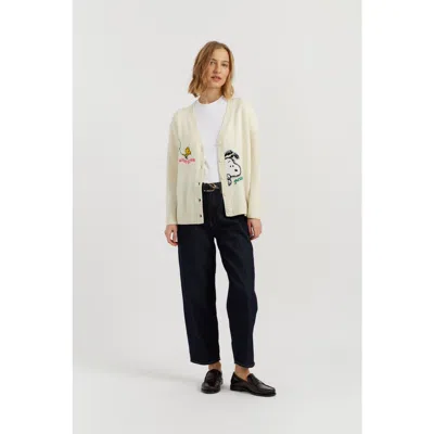 Chinti & Parker Wool-cashmere Snoopy Embroidered Cardigan In Neutral