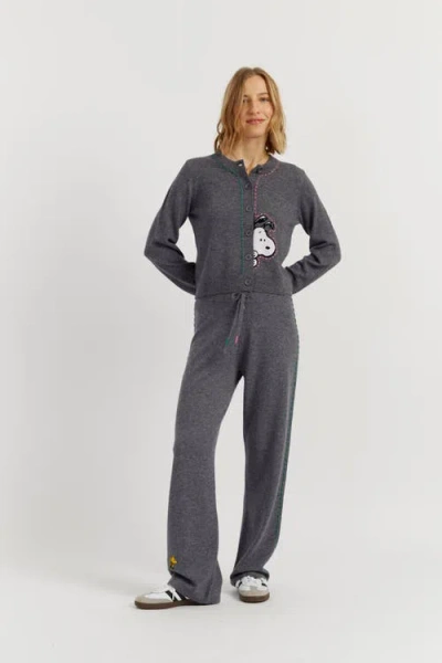 Chinti & Parker Wool-cashmere Snoopy Peep Cardigan In Gray