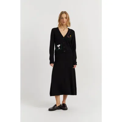 Chinti & Parker Wool-cashmere Snoopy Pocket Cardigan In Black