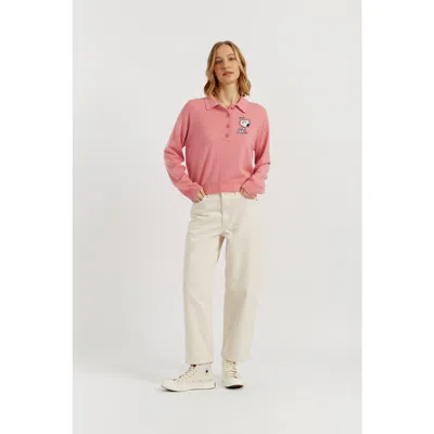 Chinti & Parker Wool-cashmere Snoopy Polo Sweater In Pink