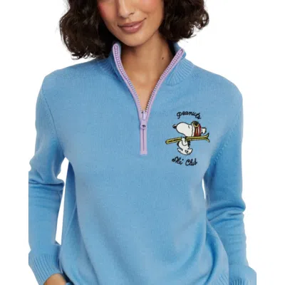 Chinti & Parker Wool-cashmere Snoopy Quarter Zip Sweater In Blue