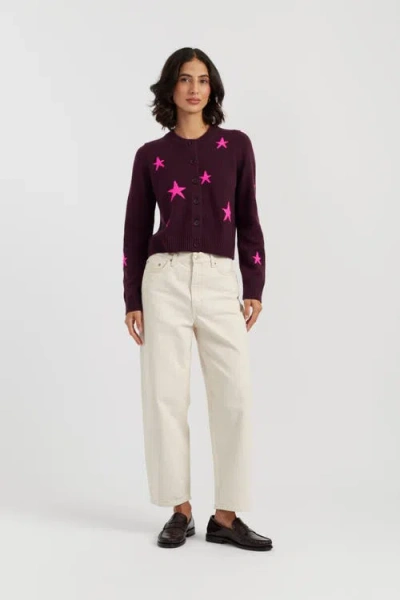 Chinti & Parker Wool-cashmere Star Round-neck Sweater In Purple