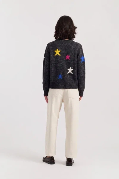 Chinti & Parker Wool-cashmere Star Round-neck Sweater In Gray
