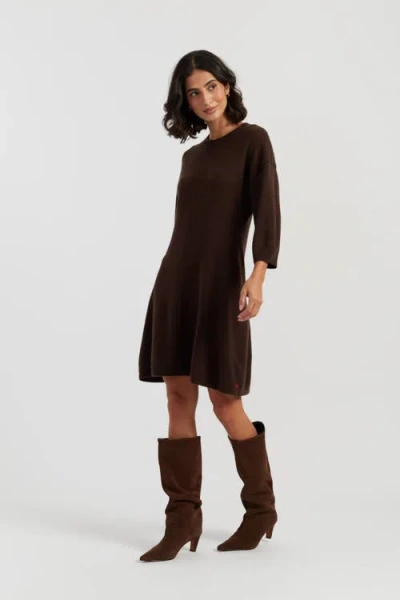 Chinti & Parker Wool-cashmere Wide-sleeve Dress In Brown