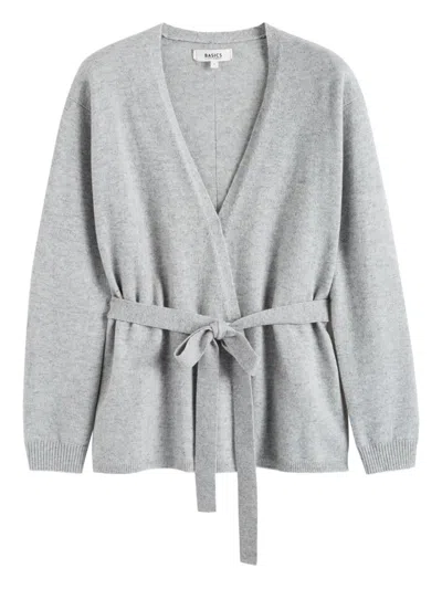 Chinti & Parker Wrap-style Tie-fastening Cardigan In Gray