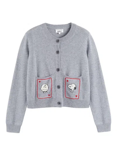 Chinti & Parker X Peanuts Button-up Cardigan In Gray