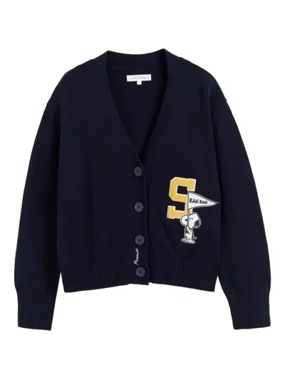 Chinti & Parker X Peanuts Snoopie Varsity Cardigan In Blue