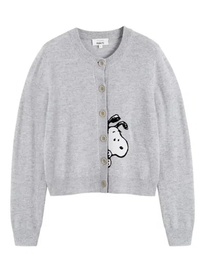 Chinti & Parker X Peanuts Snoopy Peekabow Cardigan In Gray