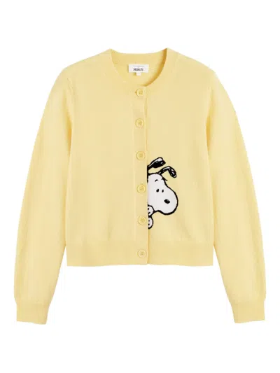 Chinti & Parker X Peanuts Snoopy Peekabow Cardigan In Yellow