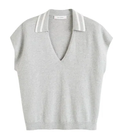 Chinti & Parker Bci Cotton-linen Breton Polo Shirt In Grey