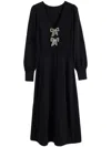 Chinti & Parker Bow Brooch Midi Dress In Black