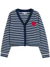 Chinti & Parker Breton Heart Cardigan In Navy/cream/true Red