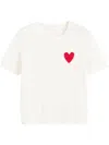 Chinti & Parker Pure Merino Heart Breton Short Sleeve Sweater In Neutrals