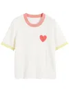 Chinti & Parker Cream Cotton Heart Breton Crochet T-shirt In White