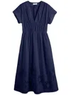 Chinti & Parker Navy Cotton-lyocell Broderie Dress In Blue