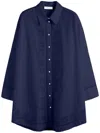 Chinti & Parker Navy Cotton-lyocell Broderie Shirt Dress In Blue