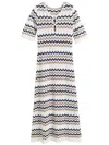 Chinti & Parker Navy Cotton Chevron Stitch Dress In Gray