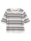 Chinti & Parker Cotton Chevron Stitch T-shirt In White