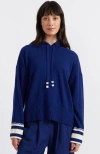Chinti & Parker Ahoy! Wool Cashmere Hoodie Sweatshirt In Admiral Blue/cream