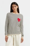 Chinti & Parker Navy-cream Breton Heart Wool-cashmere Sweater In Cream