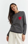 Chinti & Parker Navy-cream Breton Heart Wool-cashmere Sweater In Navy