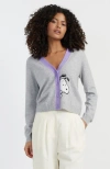 Chinti & Parker Snoopy Cardigan In Light Grey Marl